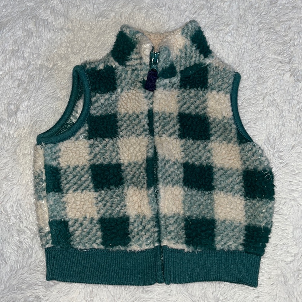 carters fuzzy fleece zip up vest 3 month